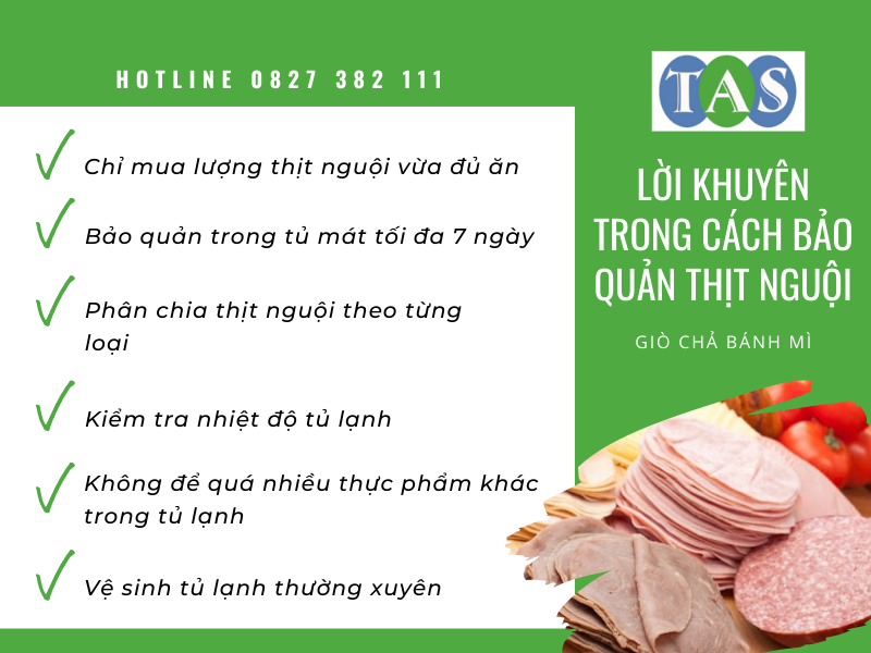 Nghệ thuật bảo quản Thịt nguội, thịt Dăm bông tươi ngon.