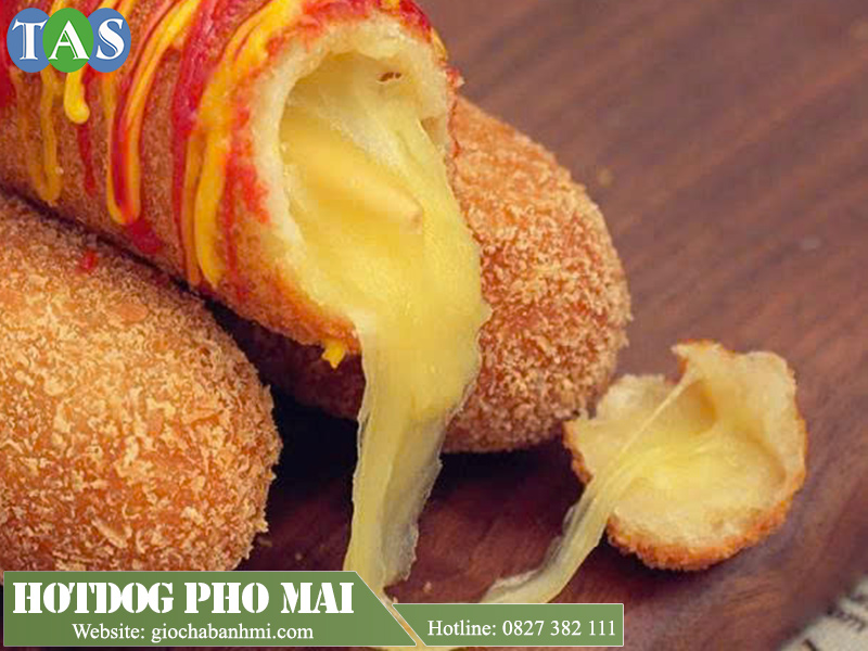 Hotdog phô mai kéo sợi toàn que
