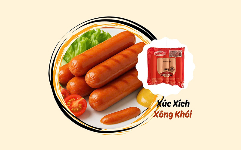 xúc xích hotdog xông khói bịch 500g giá 38.500đ
